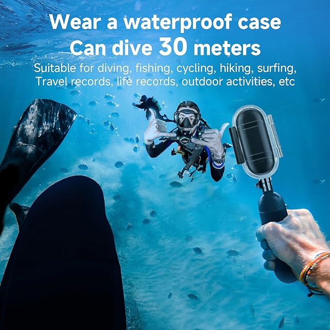 4K Thumb Mini Action Camera – Waterproof Vlogging Camera with Clip Mount and WiFi, Underwater Body Camera for Biking, Hiking, Helmet POV – Video Camera with 64GB Card