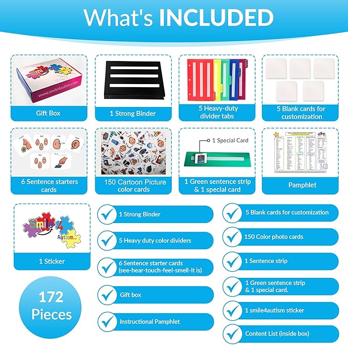 Visual Communication Book,162 ASD Photo Picture Cards: Autism Language Vocabulary, Speech Articulation Therapy, ADHD & Apraxia Learning