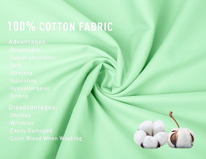 Sunflower Body Pillowcase 100% Cotton Long Pillow Cover/Case Envelope Closure 1 Pack, 21×54 inches Green Ash, Soft and Breathable