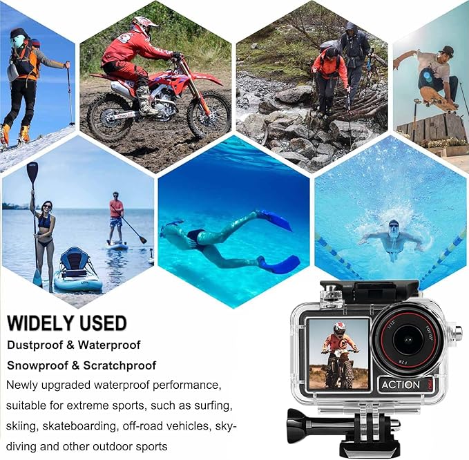 BO&DQQ Underwater Waterproof Case Compatible with DJI Osmo Action 5 Pro/Action 4/Action 3, 164FT/50M Dive Diving Housing Cover Shell with Camera Handle Mount Accessories Kit