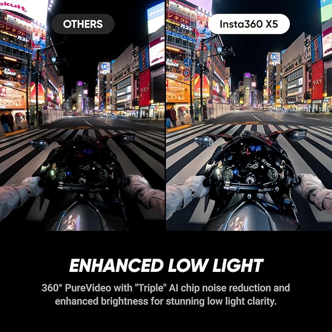 Insta360 X5 Motorcycle Bundle - Waterproof 8K 360° Action Camera, Rugged & Replaceable Lens, 3-Hour Battery, Clear Audio, Stabilization, Invisible Selfie Stick Effect, Leading Low Light