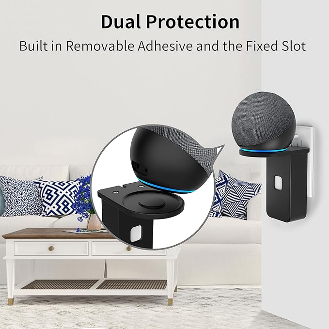 HomeMount Ultimate 3-in-1 Wall Mount for Echo Dot/Pop & Google Nest Mini - Space-Saving Solution with No-Drill Installation, Adjustable Support & Cable Management