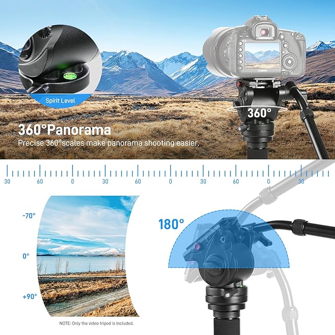 GVM Tripod for Camera 74.8" Tall Camera Tripod Monopod, Professional Heavy Duty Compact Camera Stand for Phone Adjustable Multi-Angle Shot for Video Recording DSLR, Spotting Scope Telescope Binocular