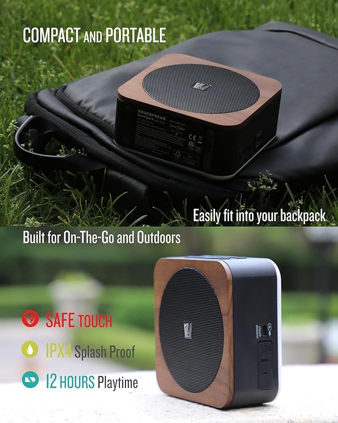 Sound Spot II SFQ-18: Portable Bluetooth Speaker with Powerful Bass, Nature Sounds, Ambient Light, and Speakerphone (Black)