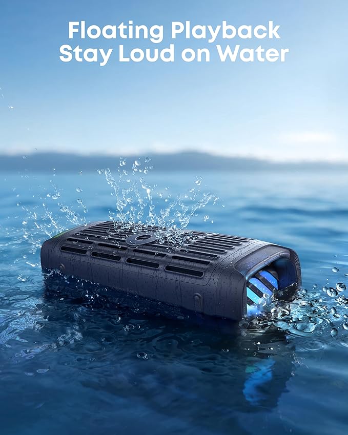 Soundcore Boom 3i by Anker, Rugged Outdoor Speakers, IP68 Waterproof, Floating Playback, Saltwater-Resistant, BassUp 2.0, 50W Portable Speaker, Bluetooth 5.3, 16H, TWS, Kayak/Fishing/Camping-Blue