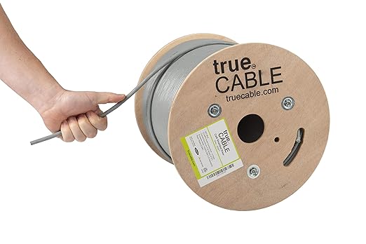 TRUE CABLE Cat6 Shielded Riser (CMR) Bulk Ethernet Cable, 500ft, Gray, 23AWG Solid Bare Copper, 550MHz, Overall Aluminum Foil Shield (F/UTP), PoE++ 100W, ETL Listed