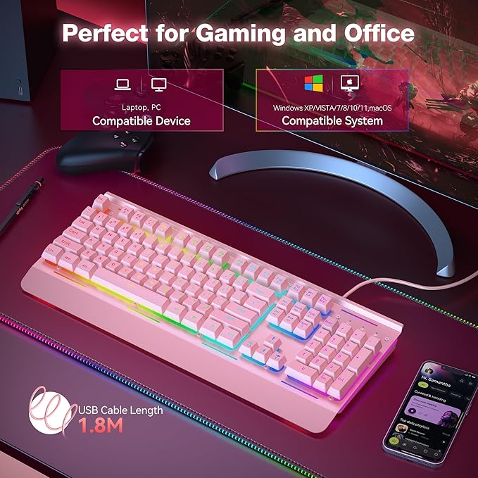 TECKNET Gaming Keyboard, USB Wired Computer Keyboard, 15-Zone RGB Illumination, IP32 Water Resistance, 25 Anti-ghosting Keys, All-Metal Panel (Whisper Quiet Gaming Switch)