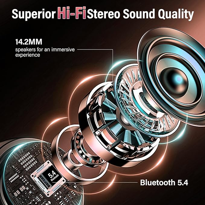 Wireless Earbuds, Bluetooth 5.4 Headphones with Multifunction Touch Screen, 48H Deep Bass Stereo Ear Buds, 5 EQ Modes, ANC/ENC Noise Cancelling, Transparency Mode, IPX7 Bluetooth Earbuds, Rosa