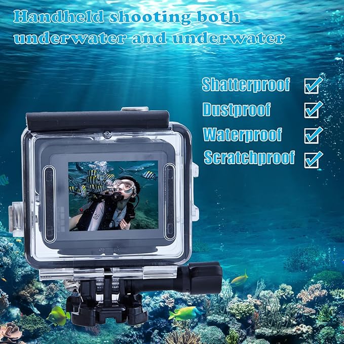 196FT/60M Waterproof Case for Go Pro Hero 4K, Underwater Diving Protective Housing Shell for Go Pro Hero 4K Compact Action Camera with Mount Hero 4K Accessories Kit