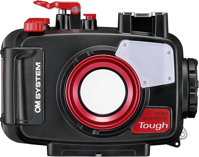 OM System PT-059 Underwater Camera Housing for TG-6 and TG-7 Cameras for Underwater Photography (Red and Black)