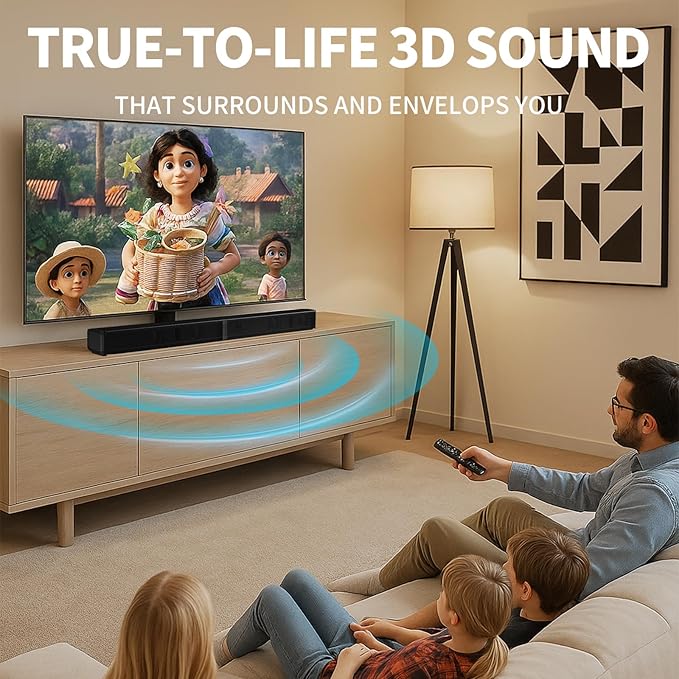 2.2 CH Soundbar for Smart TV, 2-in-1 Detachable Sound Bar for TV, Surround Sound System, Bluetooth 5.3/HDMI-ARC/Optical/AUX Connections