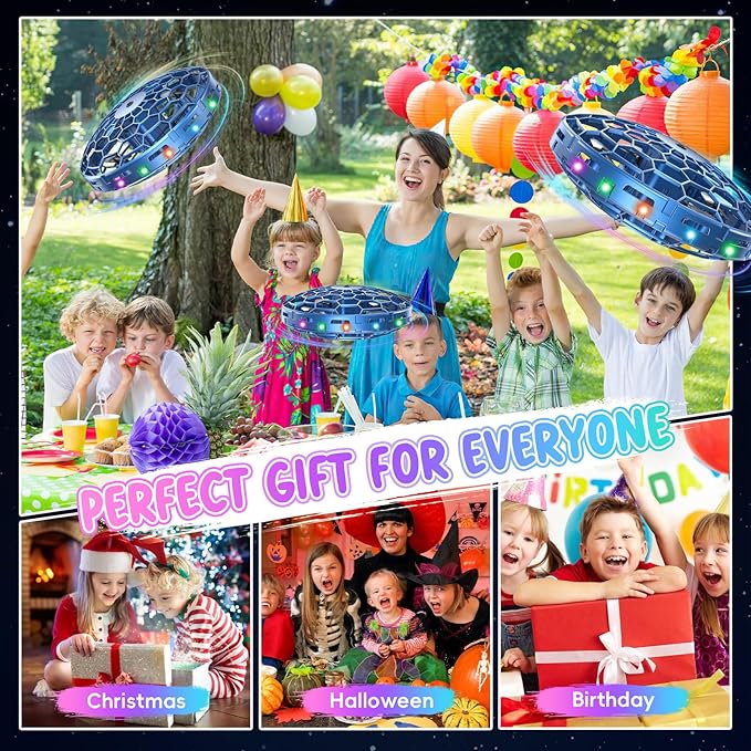 Flying Toy Drone for Kids，360° Hands Free Motion Sensors Mini Drone with Cool LED Lights,Easy Indoor Small UFO Toy Flying Ball Drone for Kids -Blue