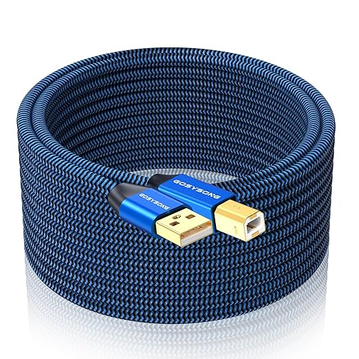 USB 2.0 Printer Cable 3ft, High Speed USB A to USB B Printer Cord Compatible with Printers, Scanners,Keyboard (Blue)