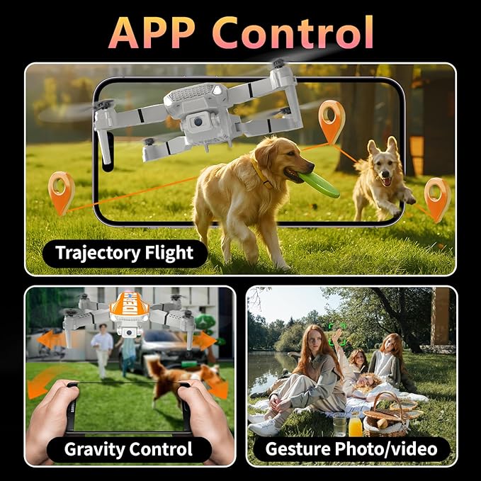 LE-IDEA Mini Drone with Camera 1080P, IDEA12 FPV Foldable Drone for Adults, 270° Obstacle Avoidance, One-Key Take Off/Landing, Headless Mode, 3 Speed Adjustment, RC Quadcopter for Beginners (Orange)