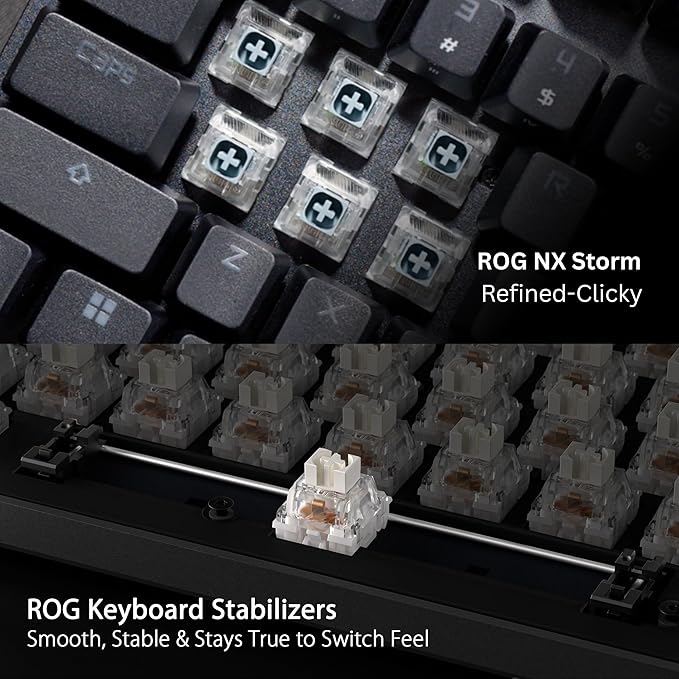 ASUS ROG Strix Scope II 96 Wireless Mechanical Gaming Keyboard – 96% Full-Size, Tri-Mode Connectivity, Hot Swappable Pre-lubed ROG NX Storm Clicky Switches, PBT Keycaps, RGB, PC/Mac Support - Black