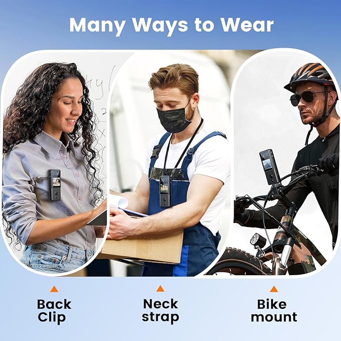 4K Body Camera with Audio, Z13 Compact Police Body Cam with 2 Batteries & Dock, 6 IR Night Vision, Bike Mount, Clip & Lanyard for Commuting, and Daily Recording(128G-4K with 2pcs Batteries)