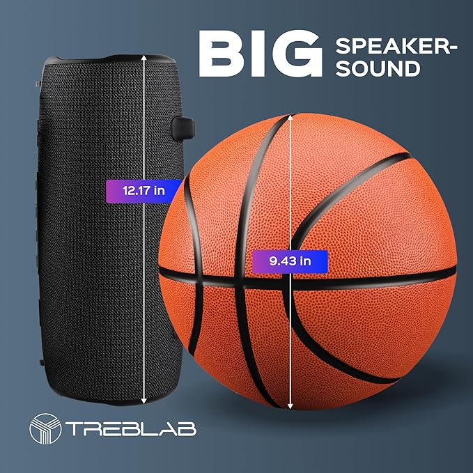TREBLAB Ultra Loud Wireless Speaker - 60W Stereo Sound with Deep Bass, 20H Playtime, Powerbank, Waterproof, Loudest Portable Bluetooth Speaker for Home, Outdoor Party, Beach, Work, Travel, HD-Max