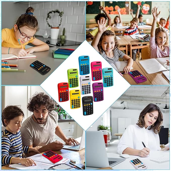36 Pcs Pocket Calculator,Pocket Size Calculator,8 Digit Display Solar Battery Dual Power Desktop Calculators for Students Kids Home Office(9 Colors)