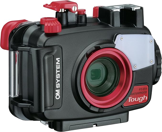 OM System PT-059 Underwater Camera Housing for TG-6 and TG-7 Cameras for Underwater Photography (Red and Black)