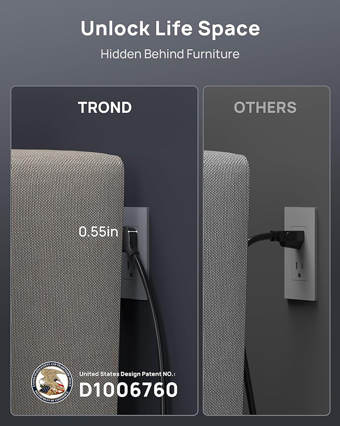 TROND Surge Protector Power Strip, 4000 Joules, ETL Listed, 13 Widely-Spaced Outlets Expansion with USB C Ports, Low-Profile Flat Plug, Wall Mountable, 5ft Extension Cord, 14AWG Heavy Duty, Black