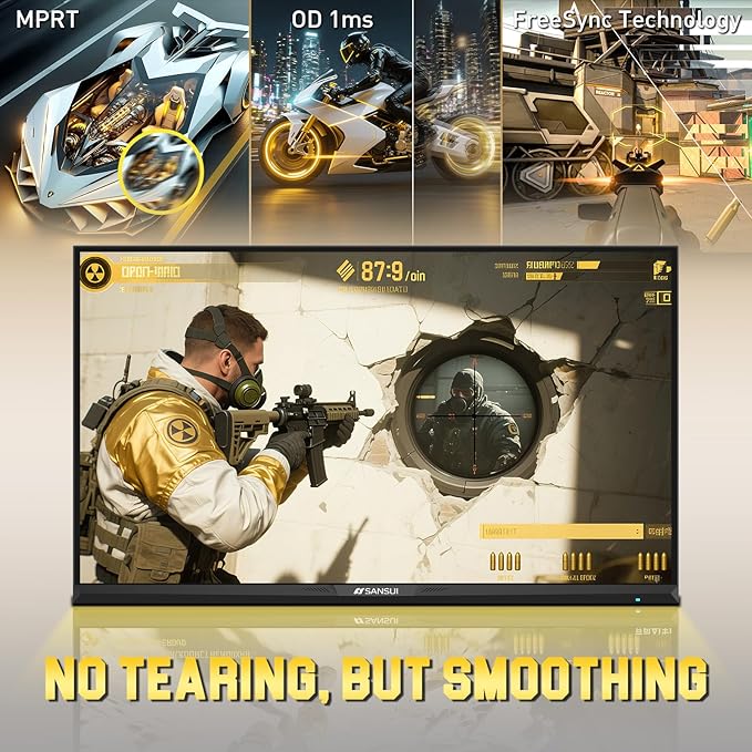 SANSUI 24.5 Inch Gaming Monitor 300Hz, QHD 2560×1440 Computer Monitor, 1ms Fast IPS Panel with 2× HDMI + 2× DP Ports, 130% sRGB Eye Care VESA Support (DP Cable Included ES-G25F6Q Pro)