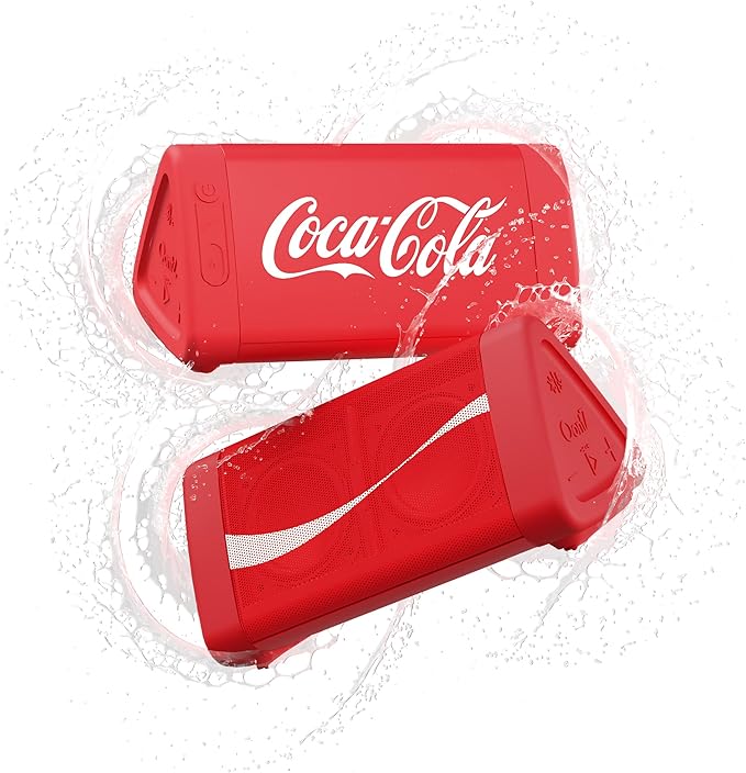 Oontz Upgraded Angle 3 Portable Bluetooth Speaker 5.0, 2 Pack - 10W Sound, 14-Hr Battery, 100ft Wireless Range, IPX5 Water-Resistant, Budget Small Speaker for Travel, Outdoor or Home (Coca-Cola Red)