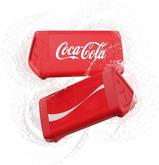 Oontz Upgraded Angle 3 Portable Bluetooth Speaker 5.0, 2 Pack - 10W Sound, 14-Hr Battery, 100ft Wireless Range, IPX5 Water-Resistant, Budget Small Speaker for Travel, Outdoor or Home (Coca-Cola Red)