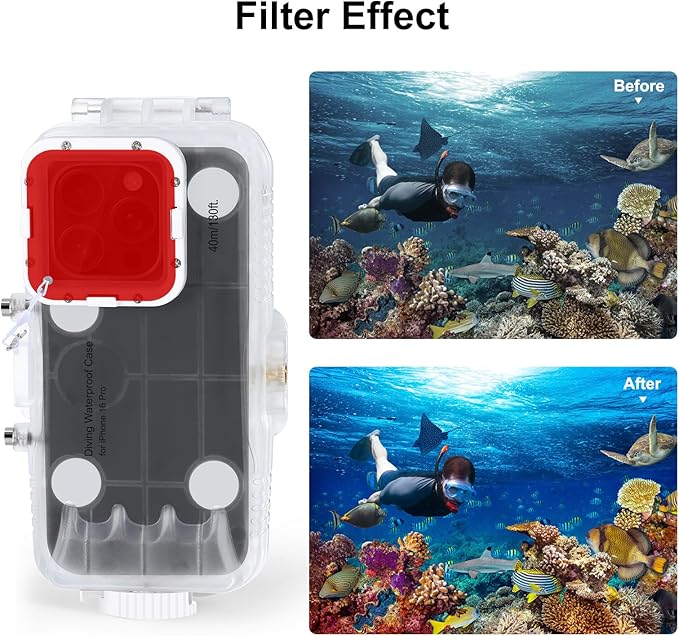 Waterproof Smartphone Case for iPhone 16 Pro Diving Case, Snorkeling Photography Cellphone Cover 130FT/40M Operated Underwater Photo Video Housing