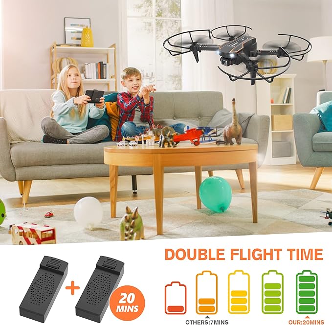 AVIALOGIC Mini Drone with Camera for Kids, Remote Control Helicopter Toys Gifts for Boys Girls, FPV RC Quadcopter with 1080P HD Live Video Camera, Altitude Hold, Gravity Control, 2 Batteries, Black