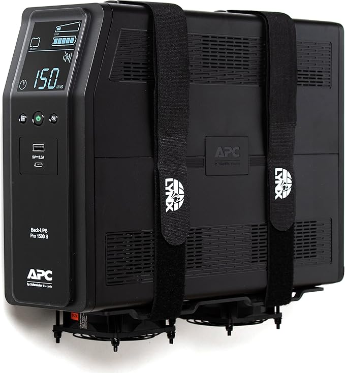 Wall Mount | Vented Computer UPS NAS Server Workstation Uninterruptible Power Supply Wall Bracket Kit with Hardware & Straps + 80mm Case Fan Attachment Points (Fans Not Included) (Small)