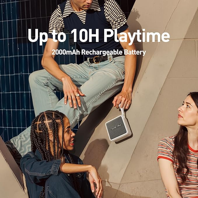 Bluetooth Speaker Portable IP67 Waterproof with 3 Colorful LED Lights TWS Pairing Support Wireless/Aux Cable/SD Card/U Disk Input for Outdoor/Home/Party/Bathroom (White)