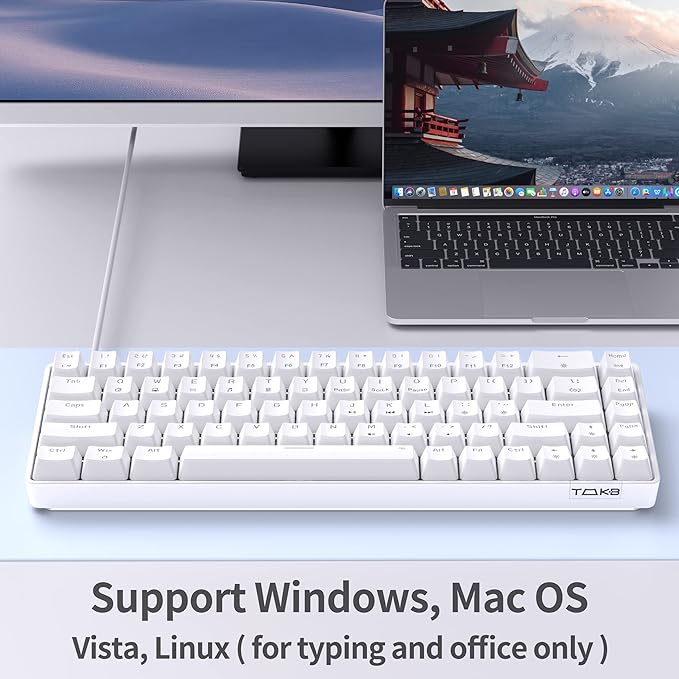 TMKB Falcon M1SE and T68SE，Gaming Mouse and 60% Mechanical Gaming Keyboard Combo, 12800DPI, RGB, Ergonomic with Red Switch-White