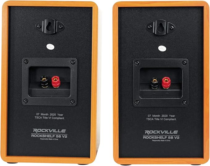 Rockville Pair RockShelf 58C V2 360W 5.25" Bookshelf Speakers, 8 Ohm, Kevlar Woofers, Silk Dome Tweeters, MDF Wood Grain Cabinet, for Home Theater and Music