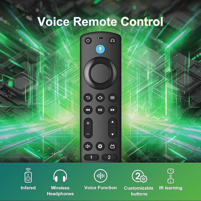 Voice Remote Control Compatible with Fireseries TV Cube/Stick/4K/4K Max/Lite/Cube/Stick HD, Smart TVs (3rd Gen), for Omni Mini-LED Series, Omni Series, 4-Series, Insignia, Toshiba, Pioneer Smart TV