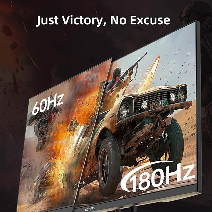 KTC 27” Gaming Monitor 180Hz QHD(2560× 1440p), 1MS,Fast IPS Monitor,122% sRGB,1X DP & 2X HDMI,HDR 10,VESA,FreeSync 144Hz 2K Monitor Black