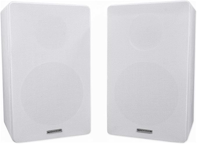 Rockville Pair RockShelf 64W V2 400w White 6.5" Bookshelf Speakers, 4 Ohm, Kevlar Woofer, Silk Dome Tweeter, Wall-Mountable, for Home Theater and Stereo Audio