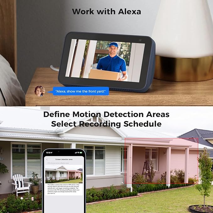 Hiseeu Security Cameras Wireless Outdoor, Solar Powered 3K 4MP Surveillance WiFi Cameras for Home Security Outside, PIR/AI Motion Detection, Waterproof, Color Night Vision, 2-Way Audio, Black