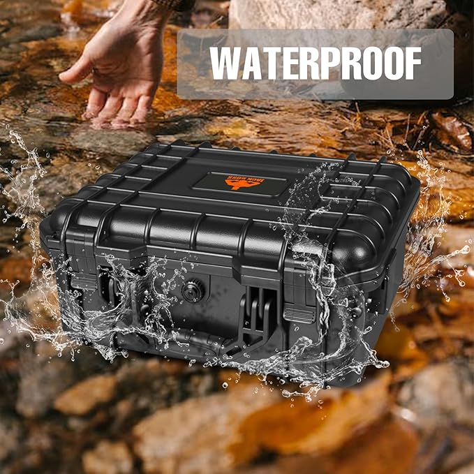 Hard Case, 14x 11.5x 6.5 Inch Portable Weather Waterproof Protective Camera Case with Customizable Foam, Fit Use of Drones, Camera, Equipments，Black