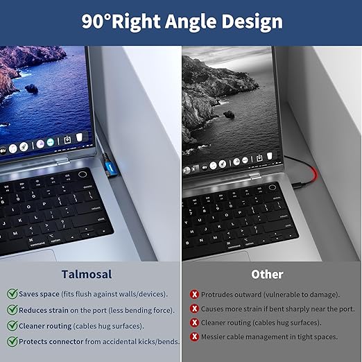 240W for Thunderbolt 5 Cable Right Angle 2 ft, 120Gbps Bandwidth, 80Gbps, Dual 8K, 4K 540Hz, Triple 4K 144Hz for iPhone 17, Thunderbolt 4, USB4, SSD, MacBook M4 Pro, Dock, eGPU, Mac mini M4 / M4 Pro