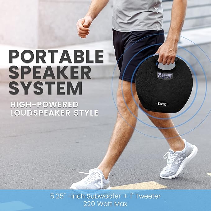 Pyle Mini IPX4 Waterproof Wireless Portable Bluetooth Speaker, with Built in Rechargeable Battery, Wireless Microphone, Clear Surround Sound, for Indoor and Outdoor Activities