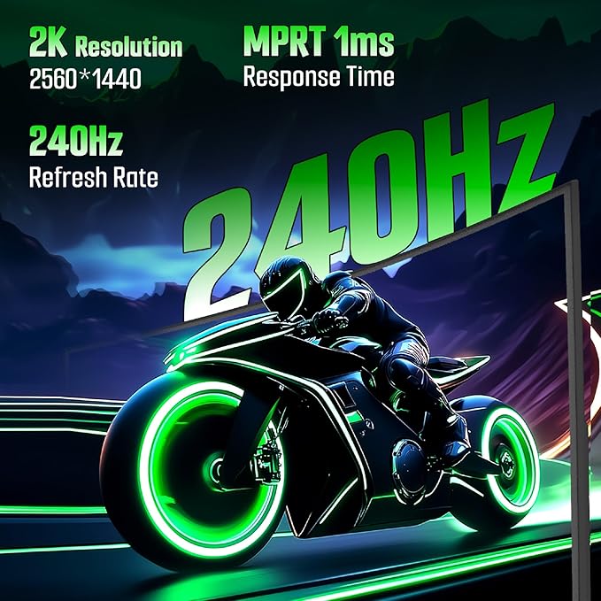 SANSUI 27 Inch Curved 240Hz Gaming Monitor, 2K WQHD 1500R Curved Computer Monitor, 120% sRGB, MPRT 1ms, Freesync, HDR, VESA(100 * 100mm),HDMI*2, DP1.4 * 2(DP Cable Included)