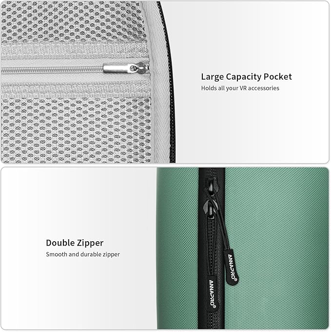 annapro Carrying Case for Meta Quest 3S/Quest 3/3S Xbox Edition/Vision Pro, Compatible with Battery Elite Strap, Controllers Accessories, Hard Shell Case and Superior Protection for Travel, Green