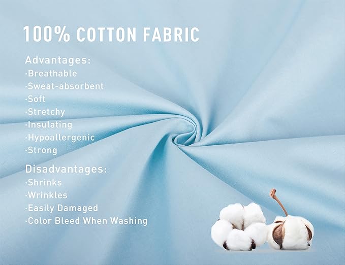 Sunflower Body Pillowcase 100% Cotton Long Pillow Cover/Case Envelope Closure 1 Pack, 21×54 inches Ashley Blue, Soft and Breathable