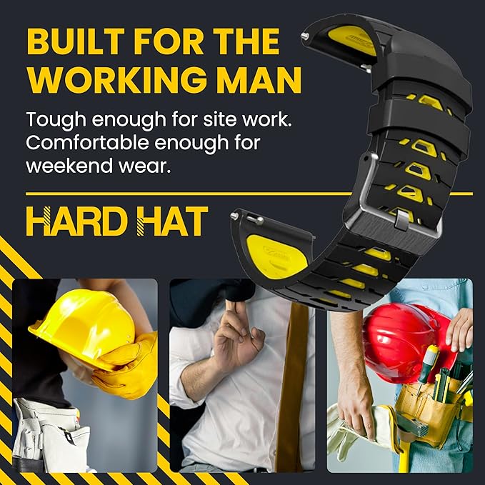 Silicone Watch Strap for Men, Silicone Smart Watch Band Strap for Original & Foreman, Smartwatch Accessories, Quick-Swap Design (Black and Yellow)