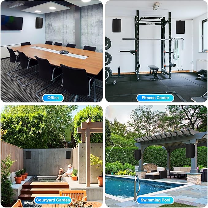 STUDIOFINIX 6.5 Inch 400W Outdoor Speakers Wired Waterproof Passive with Powerful Bass, Wall Mount Speakers for Patio Garden Poolside Home(Pair,Black) (Black, 8)