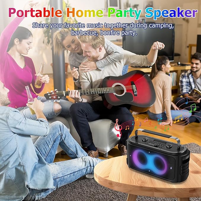 Portable Bluetooth Speaker 300W Peak Big Powerful Loud Sound Deep Bass Large Wireless Boombox with Subwoofer DSP Led Light for Home Party Outdoor Gatherings Camping Backyard