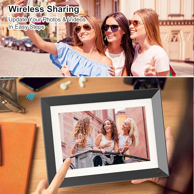 WiFi Digital Picture Frame Smart Digital Photo Frame - 10.1 inch FHD 32GB Digital Frame Touch Screen, Full Function, Easy to Share Photo Video via App Email, Unlimited Cloud Storage, Gift for Mom Dad
