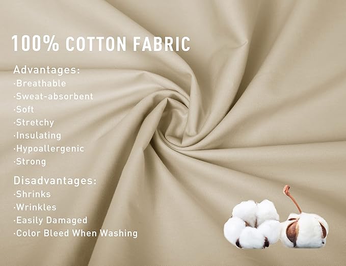 Sunflower King Pillowcases Set of 2, 100% Cotton King Size Pillow Cases 2, 20×40 inches Light Brown, Soft and Breathable