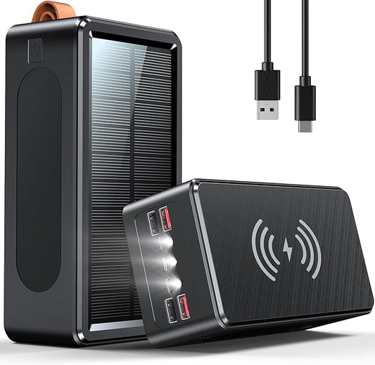 Power Bank 90000mAh High Capacity Battery Pack 35W Fast Charging - Wireless Solar Charger Power Bank for Camping, Travel, Emergencies, Tech Devices | 7-Port PD/USB-C, LED Flashlight