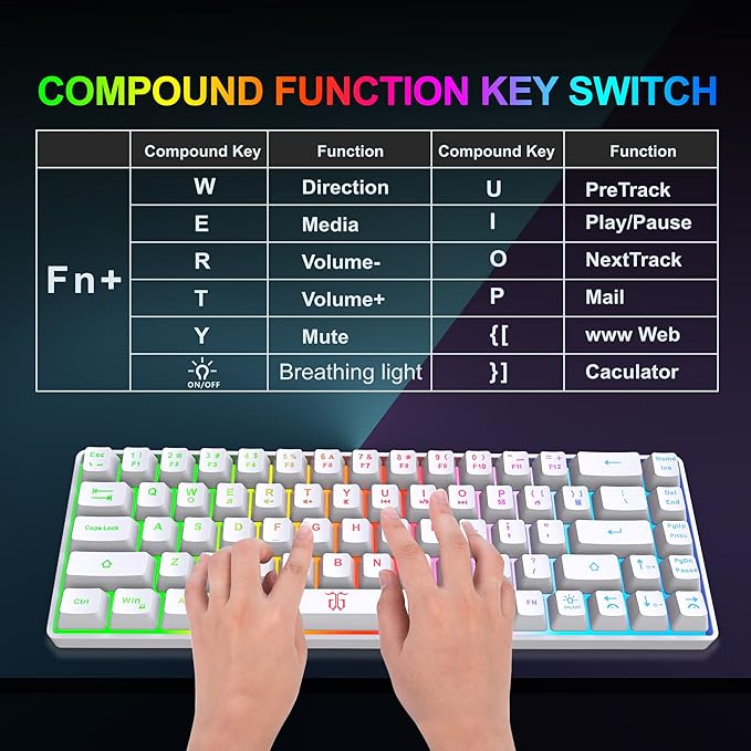 Snpurdiri 60% Wireless Gaming Keyboard and Mouse Combo,LED Backlit Rechargeable 2000mAh Battery,Mini Mechanical Feel Anti-ghosting Keyboard +Popular RGB Gaming Mice for PC Gamer (White)